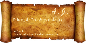 Adorján Jonatán névjegykártya
